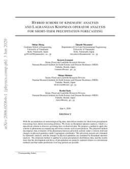 Hybrid Scheme of Kinematic Analysis and Lagrangian Koopman Operator
  Analysis for Short-term Precipitation Forecasting