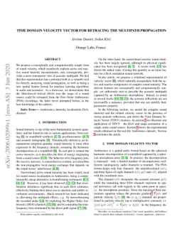 Time Domain Velocity Vector for Retracing the Multipath Propagation