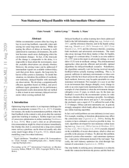 Non-Stationary Delayed Bandits with Intermediate Observations