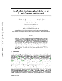 Interferobot: aligning an optical interferometer by a reinforcement
  learning agent