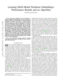 Learning Multi-Modal Nonlinear Embeddings: Performance Bounds and an
  Algorithm