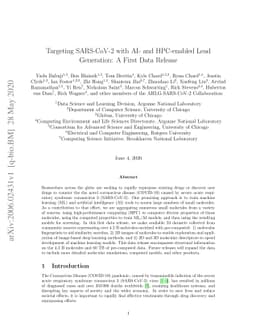 Targeting SARS-CoV-2 with AI- and HPC-enabled Lead Generation: A First
  Data Release