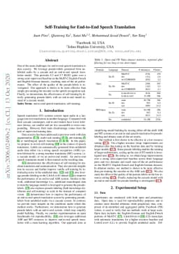 Self-Training for End-to-End Speech Translation