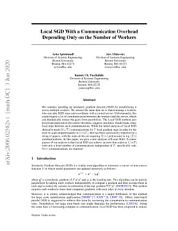 Local SGD With a Communication Overhead Depending Only on the Number of
  Workers