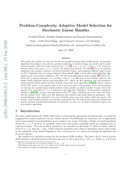 Problem-Complexity Adaptive Model Selection for Stochastic Linear
  Bandits