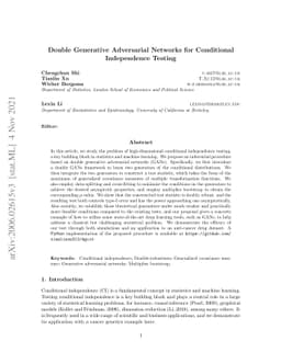 Double Generative Adversarial Networks for Conditional Independence
  Testing