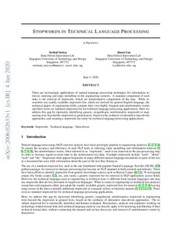 Stopwords in Technical Language Processing