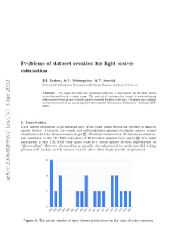 Problems of dataset creation for light source estimation