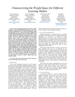 Characterizing the Weight Space for Different Learning Models