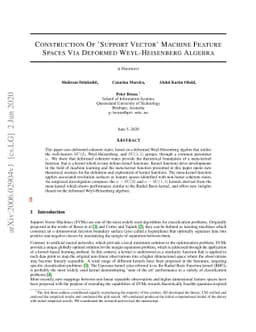 Construction of 'Support Vector' Machine Feature Spaces via Deformed
  Weyl-Heisenberg Algebra