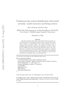 Continuous-time system identification with neural networks: Model
  structures and fitting criteria
