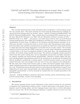 CiwGAN and fiwGAN: Encoding information in acoustic data to model
  lexical learning with Generative Adversarial Networks