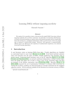 Learning DAGs without imposing acyclicity