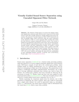 Visually Guided Sound Source Separation using Cascaded Opponent Filter
  Network