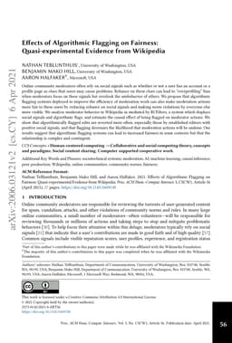 Effects of algorithmic flagging on fairness: quasi-experimental evidence
  from Wikipedia