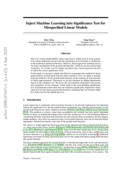 Inject Machine Learning into Significance Test for Misspecified Linear
  Models