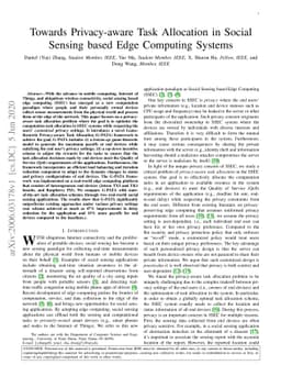 Towards Privacy-aware Task Allocation in Social Sensing based Edge
  Computing Systems