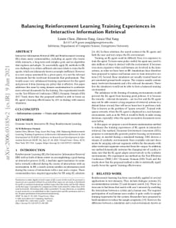 Balancing Reinforcement Learning Training Experiences in Interactive
  Information Retrieval