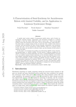 A Characterization of Semi-Synchrony for Asynchronous Robots with
  Limited Visibility, and its Application to Luminous Synchronizer Design