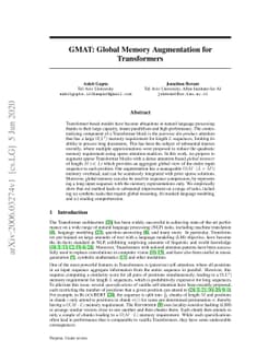 GMAT: Global Memory Augmentation for Transformers