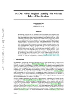PLANS: Robust Program Learning from Neurally Inferred Specifications