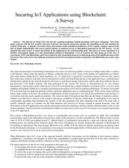 Securing IoT Applications using Blockchain: A Survey