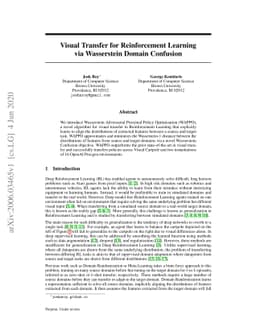 Visual Transfer for Reinforcement Learning via Wasserstein Domain
  Confusion