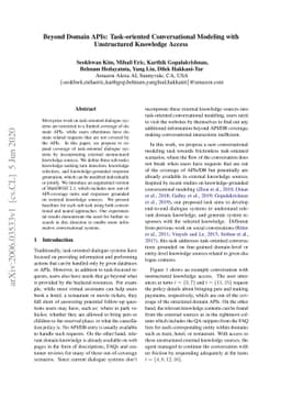 Beyond Domain APIs: Task-oriented Conversational Modeling with
  Unstructured Knowledge Access