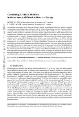 Generating Artificial Outliers in the Absence of Genuine Ones -- a
  Survey
