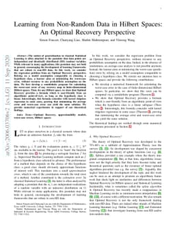 Learning from Non-Random Data in Hilbert Spaces: An Optimal Recovery
  Perspective