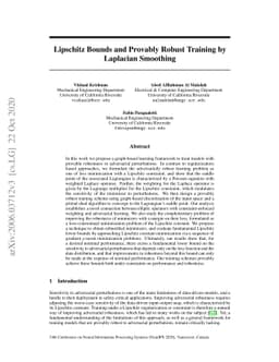 Lipschitz Bounds and Provably Robust Training by Laplacian Smoothing
