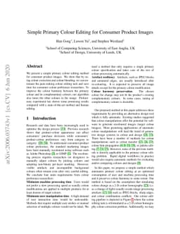 Simple Primary Colour Editing for Consumer Product Images