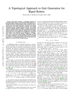 A Topological Approach to Gait Generation for Biped Robots