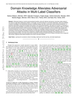 Domain Knowledge Alleviates Adversarial Attacks in Multi-Label
  Classifiers