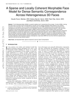 A Sparse and Locally Coherent Morphable Face Model for Dense Semantic
  Correspondence Across Heterogeneous 3D Faces