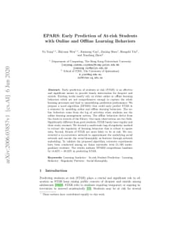 EPARS: Early Prediction of At-risk Students with Online and Offline
  Learning Behaviors