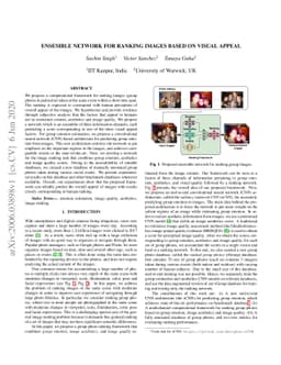 Ensemble Network for Ranking Images Based on Visual Appeal