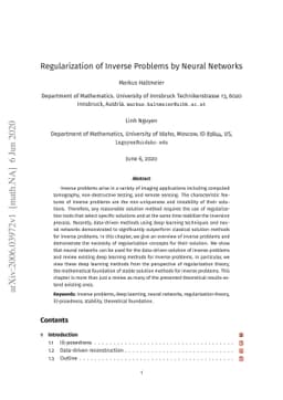 Regularization of Inverse Problems by Neural Networks