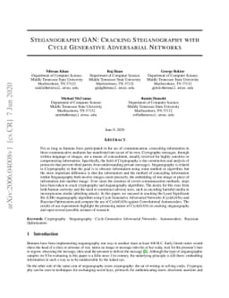 Steganography GAN: Cracking Steganography with Cycle Generative
  Adversarial Networks
