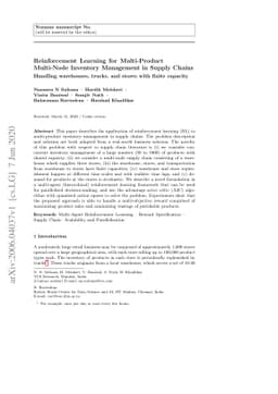 Reinforcement Learning for Multi-Product Multi-Node Inventory Management
  in Supply Chains