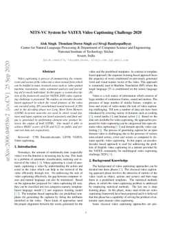 NITS-VC System for VATEX Video Captioning Challenge 2020