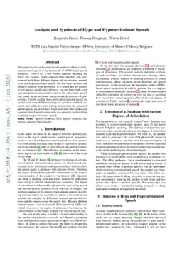 Analysis and Synthesis of Hypo and Hyperarticulated Speech