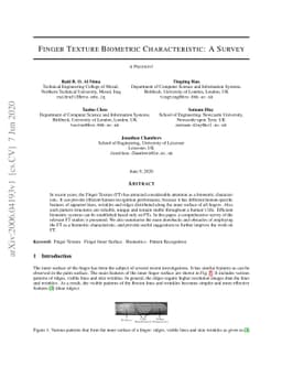 Finger Texture Biometric Characteristic: a Survey