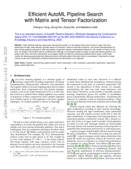 Efficient AutoML Pipeline Search with Matrix and Tensor Factorization