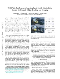 Multi-Task Reinforcement Learning based Mobile Manipulation Control for
  Dynamic Object Tracking and Grasping