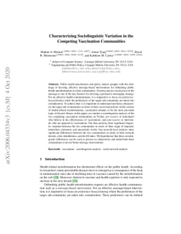 Characterizing Sociolinguistic Variation in the Competing Vaccination
  Communities