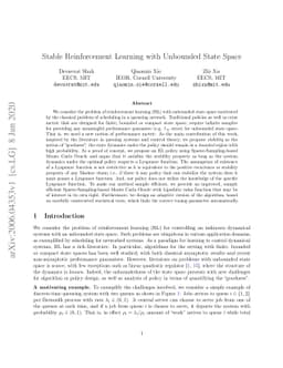 Stable Reinforcement Learning with Unbounded State Space