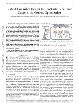 Robust Controller Design for Stochastic Nonlinear Systems via Convex
  Optimization