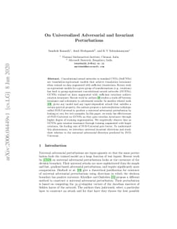 On Universalized Adversarial and Invariant Perturbations