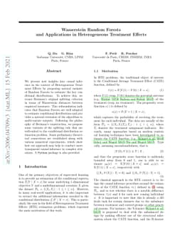 Wasserstein Random Forests and Applications in Heterogeneous Treatment
  Effects